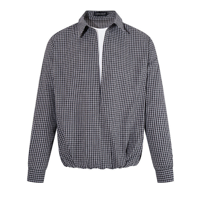 Herren Overshirt-Blouson im Karomuster mit Gummizugbund und Hemdkragen Nord Taschen