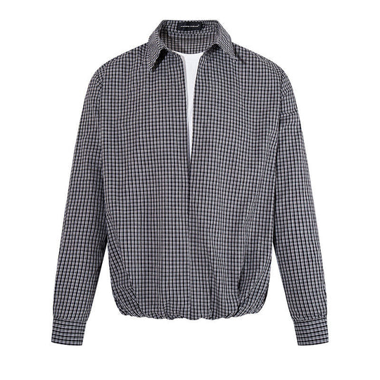 Herren Overshirt-Blouson im Karomuster mit Gummizugbund und Hemdkragen Nord Taschen