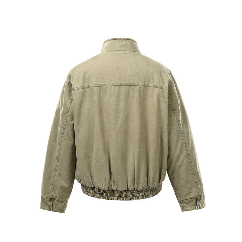 Herren Kurzboxy Utility-Bomberjacke aus Canvas mit gesteppter Frontpasse und Stehkragen Nord Taschen