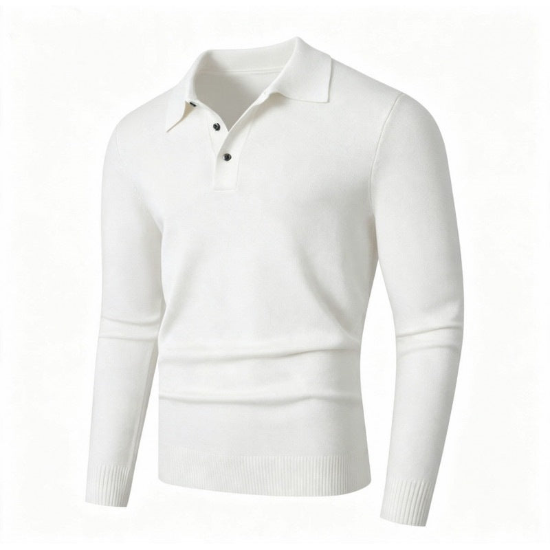 Herren Feinstrick-Poloshirt mit langem Arm und Dreiknopfleiste Nord Taschen