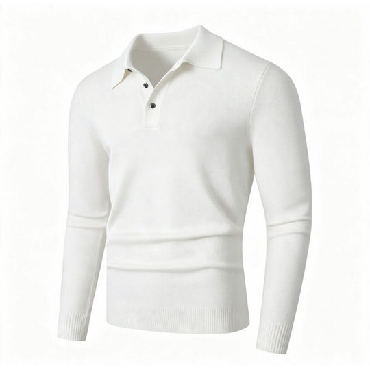Herren Feinstrick-Poloshirt mit langem Arm und Dreiknopfleiste Nord Taschen