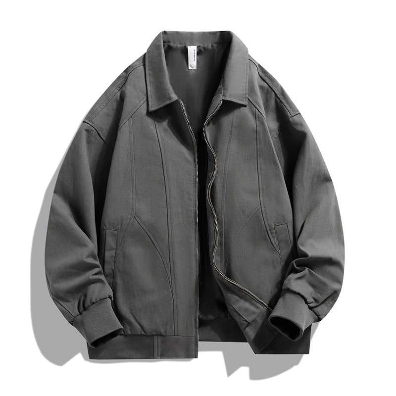 Men's  oversized collared zip-up lined utility bomber jacket with angled welt pockets Nord Taschen