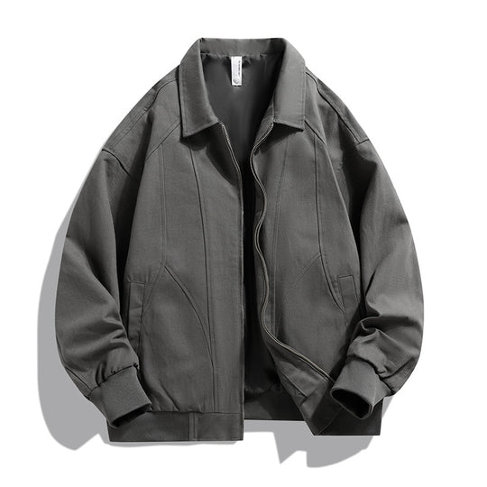 Men's  oversized collared zip-up lined utility bomber jacket with angled welt pockets Nord Taschen