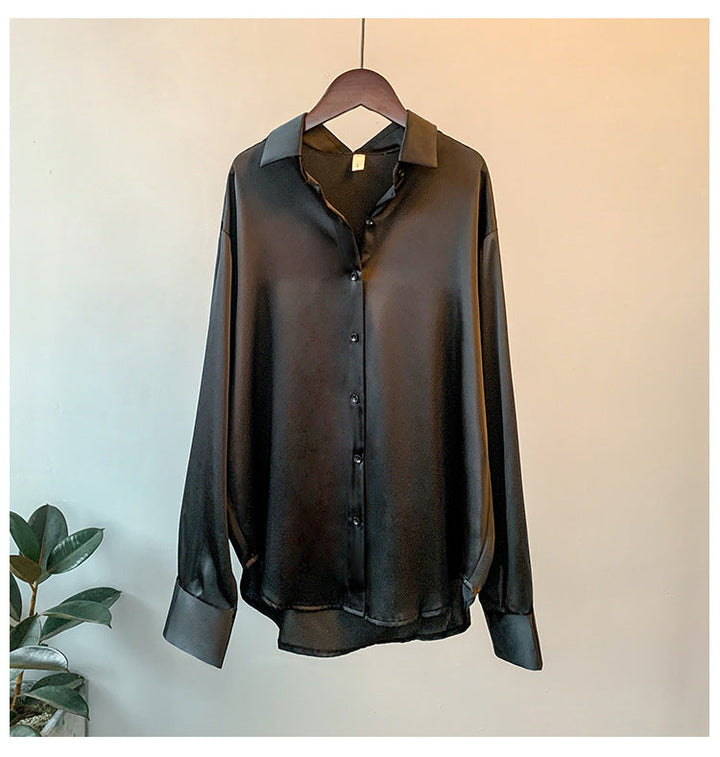 Damen Elegante Bluse aus feinem Satin mit Rüschendetails