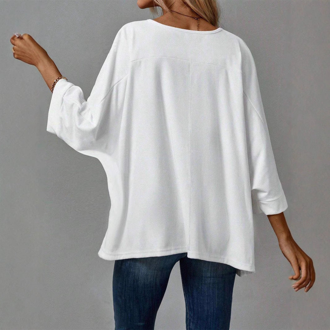 Damen Oversized Oberteil mit lässigem Schnitt und überschnittenen Ärmeln
