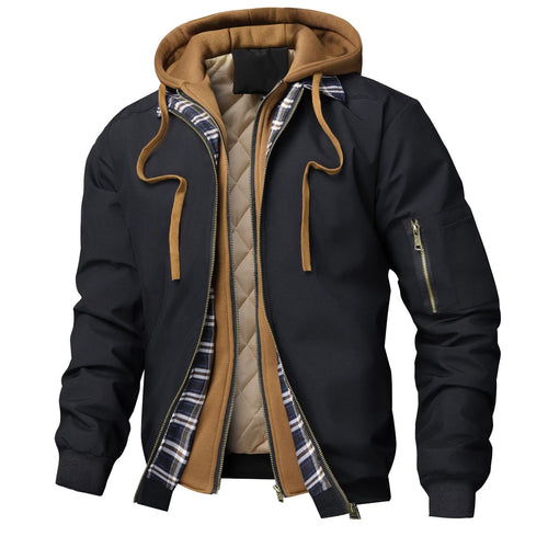 Herren Layered Bomberjacke mit Kapuzen-Inlay, gesteppter Innenweste und Ärmeltasche Nord Taschen