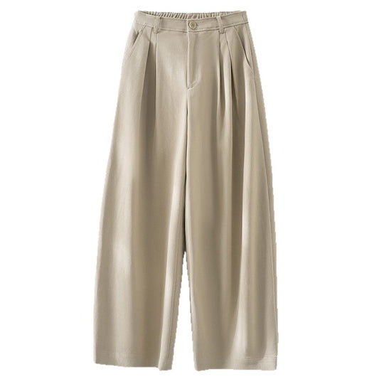Damen Hochtaillierte Bundfalten-Palazzohose mit weitem Bein und teil-elastischem Bund Nord Taschen