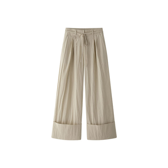 Damen Weite High‑Waist Palazzohose mit Tunnelzug, Bundfalten und extra weitem Bein Nord Taschen