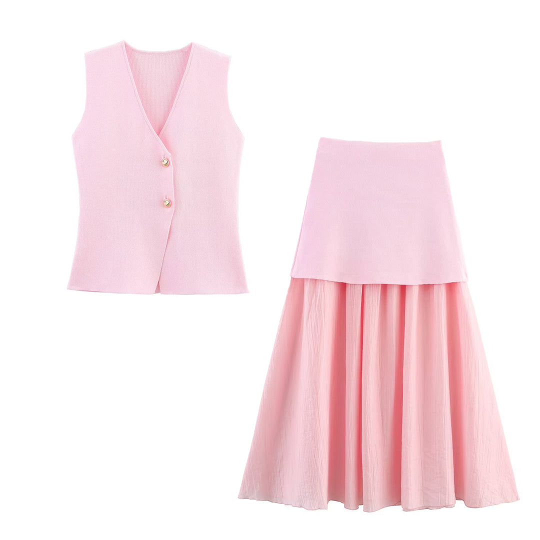 Damen Zweilagiger Chiffon-Maxirock mit glattem Hüftbesatz und A‑Linien‑Fall Nord Taschen