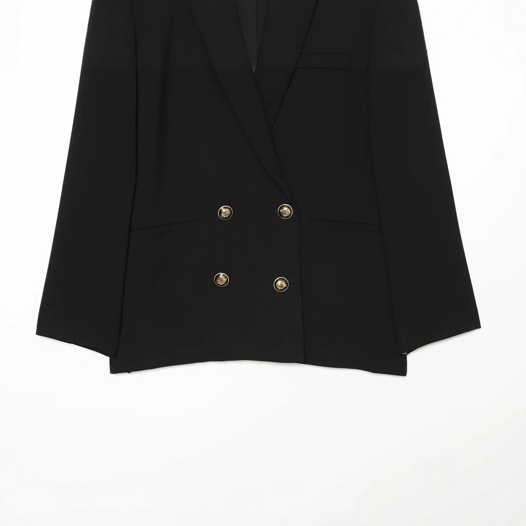 Damen Zweireihiger Oversize‑Blazer mit goldenen Zierknöpfen Nord Taschen