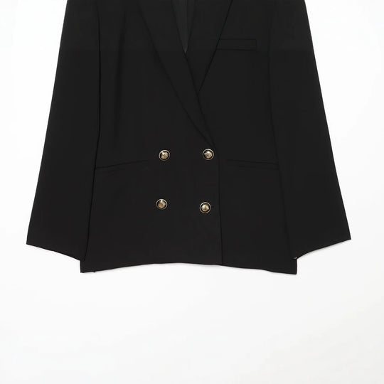 Damen Zweireihiger Oversize‑Blazer mit goldenen Zierknöpfen Nord Taschen