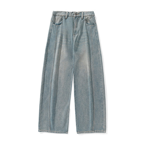 Damen Hochtaillierte Palazzo-Jeans im Vintage-Look mit dekorativen Teilungsnähten Nord Taschen