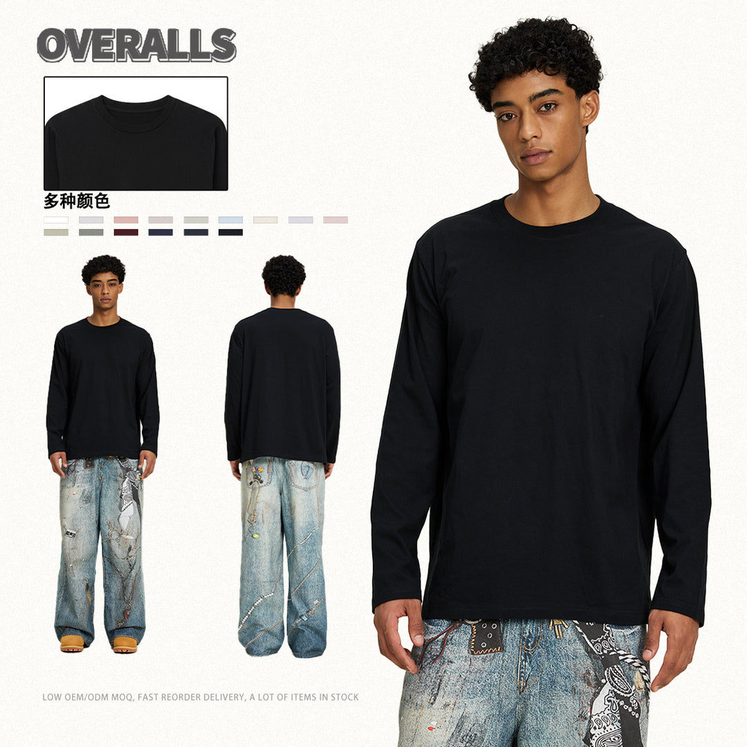 Unisex Langärmeliges Baumwollshirt mit Rundhalsausschnitt und feiner Single-Jersey-Struktur Nord Taschen