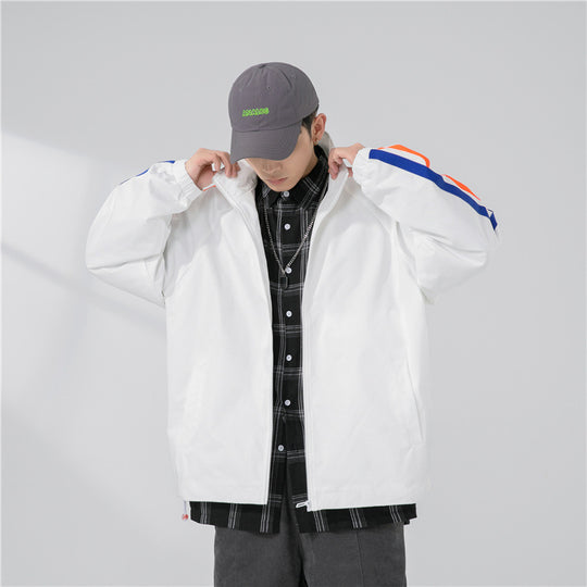 Herren Locker geschnittene Trackjacke mit Stehkragen, kontrastierenden Streifenärmeln und elastischen Bündchen Nord Taschen