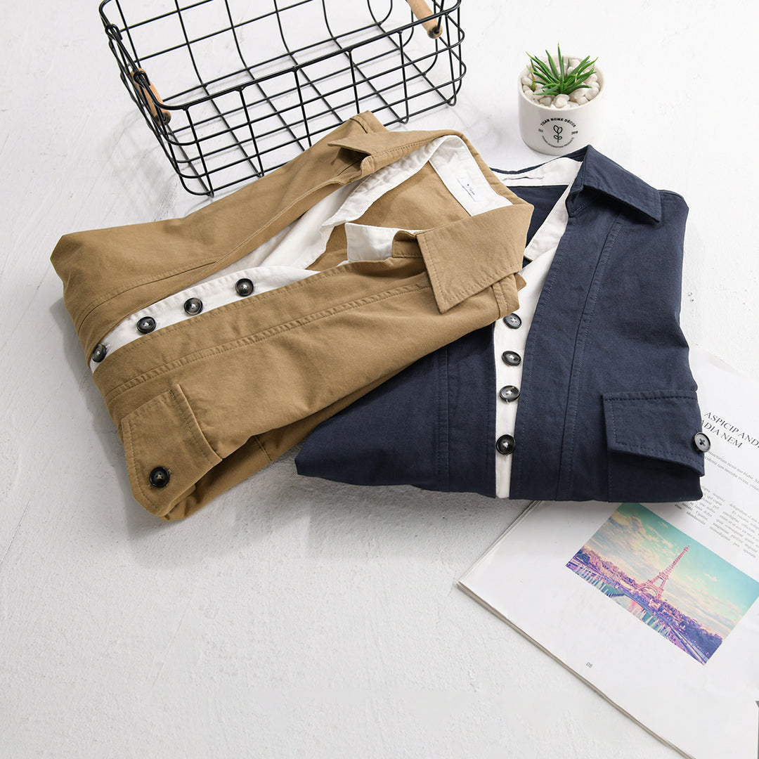 Herren Overshirt-Hemd mit halber Knopfleiste und aufgesetzter Brusttasche Nord Taschen