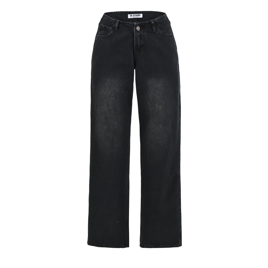 Damen Highwaist Cropped-Jeans mit geradem Schnitt und weitem Bein Nord Taschen