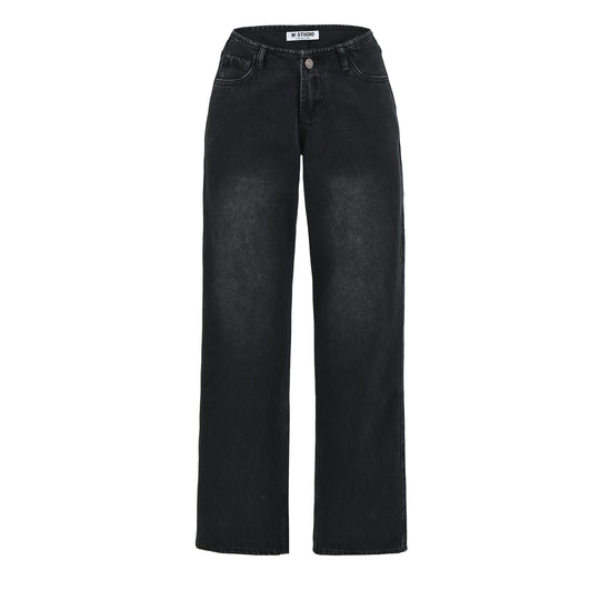 Damen Highwaist Cropped-Jeans mit geradem Schnitt und weitem Bein Nord Taschen