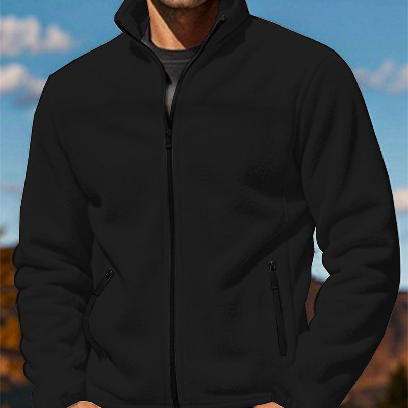 Herren Fleecejacke mit hochschließendem Kragen und Reißverschlusstaschen