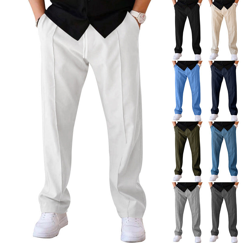 Herren elegante Freizeithose mit geradem Schnitt und klassischen Falten