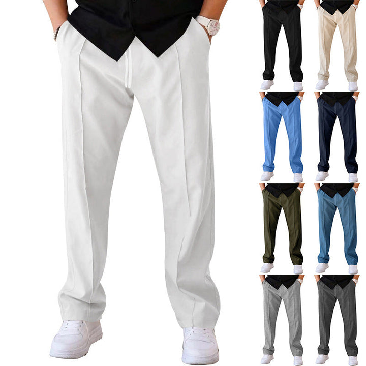 Herren elegante Freizeithose mit geradem Schnitt und klassischen Falten