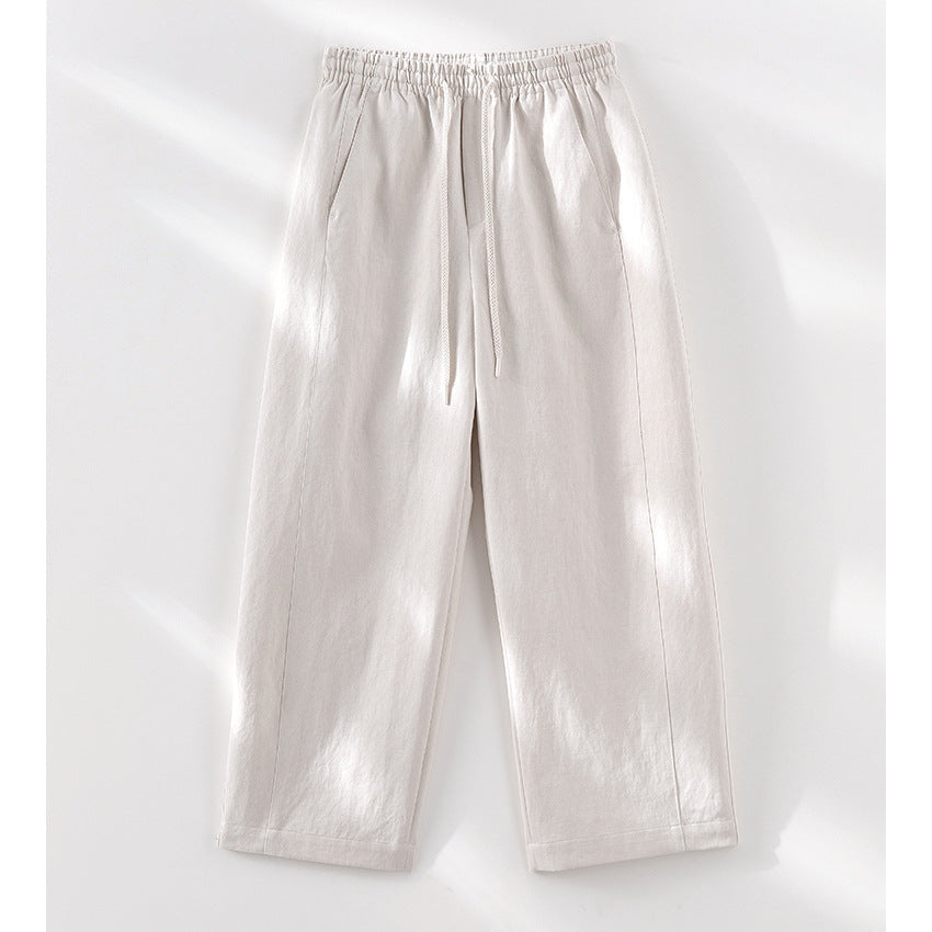 Damen Weite High‑Waist Leinenmix-Hose mit elastischem Bund und Kordelzug Nord Taschen