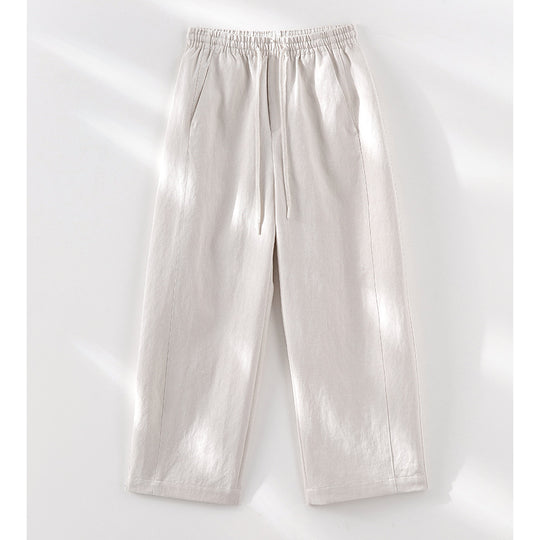 Damen Weite High‑Waist Leinenmix-Hose mit elastischem Bund und Kordelzug Nord Taschen