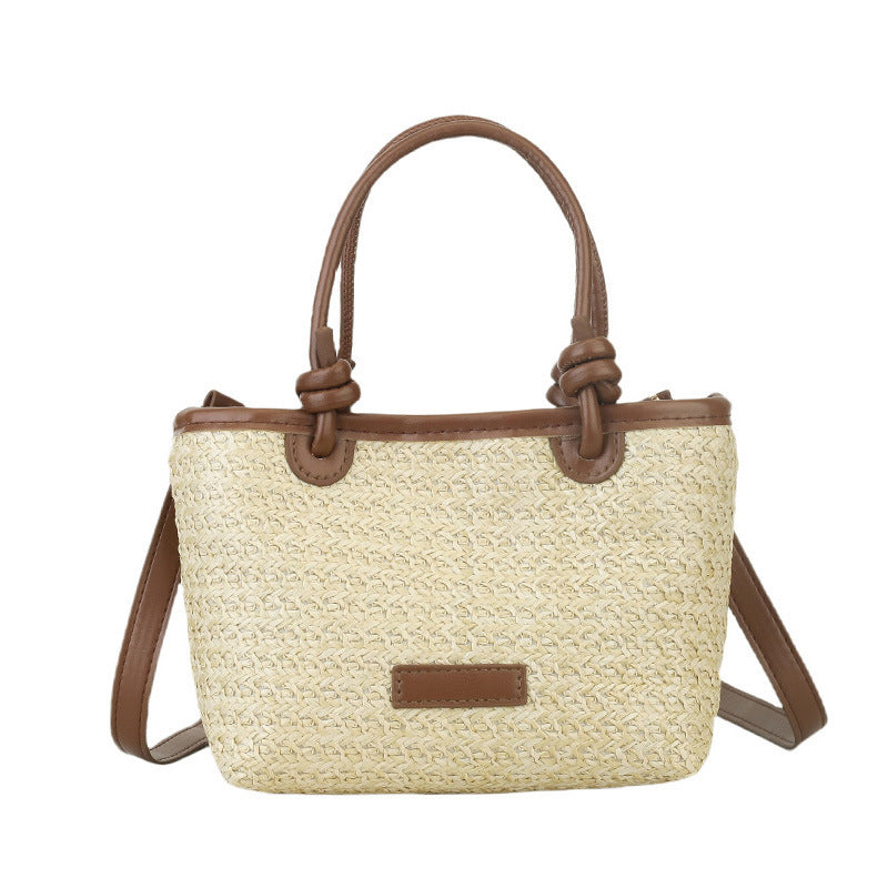 Damen Strandtasche mit geflochtener Struktur und elegantem Kunstlederakzent Nord Taschen