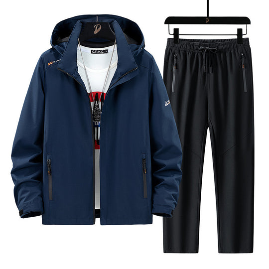 Herren Tragbare Outdoor-Jacke mit sportlichen Jogginghosen Nord Taschen