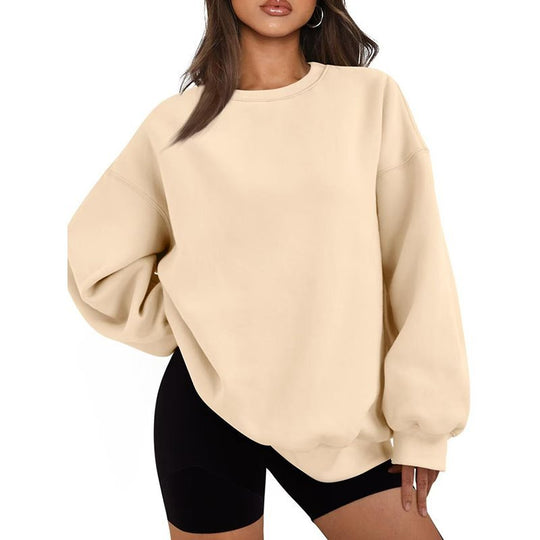 Damen Oversized Sweatshirt mit Rundhalsausschnitt, extraweichem French‑Terry und überschnittener Schulter Nord Taschen