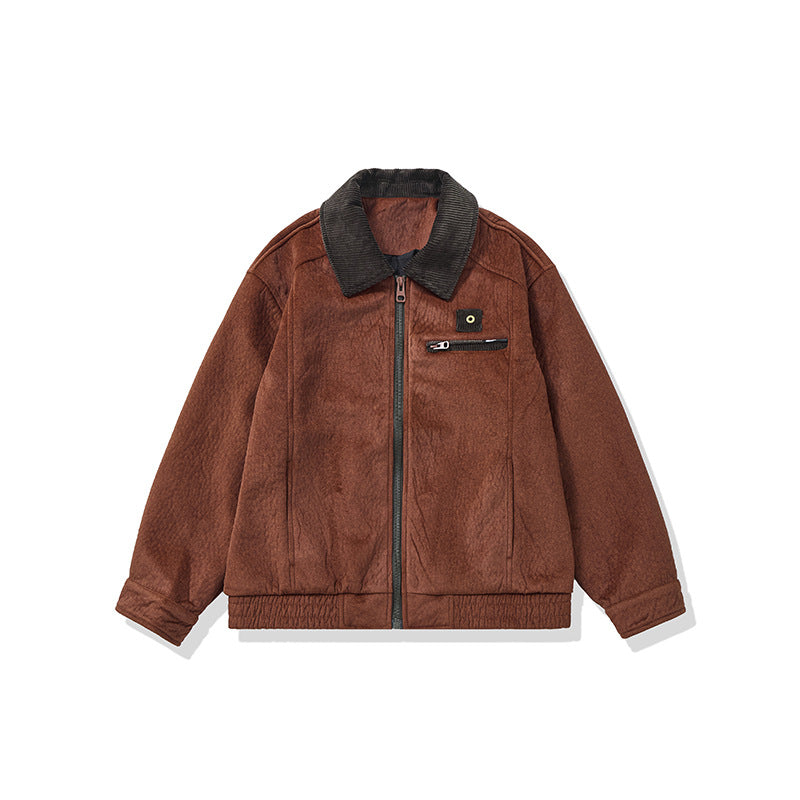 Herren Kurz geschnittener Fleece‑Blouson mit Cordkragen und Sicherheitsbrusttasche Nord Taschen
