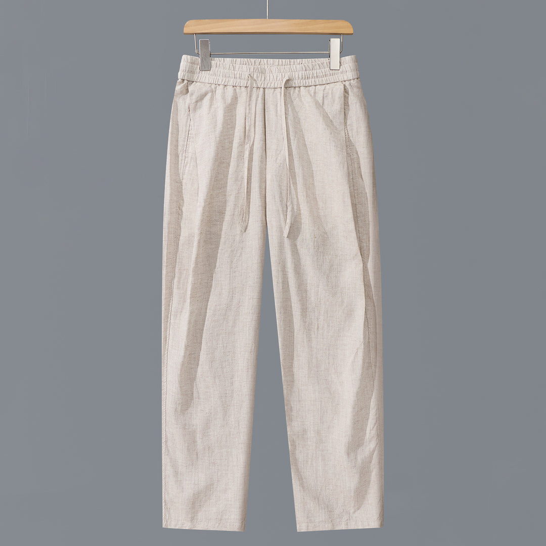 Herren Leinen-Baumwollhose mit elastischem Bund und Tunnelzug Nord Taschen