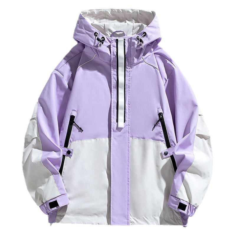 Unisex Leichte zweifarbige Wind- und Regenjacke mit Kapuze, Kordelzug und Reißverschlusstaschen Nord Taschen