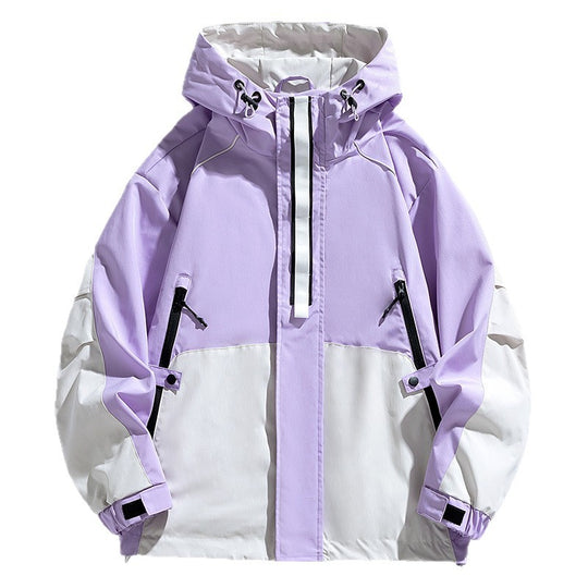 Unisex Leichte zweifarbige Wind- und Regenjacke mit Kapuze, Kordelzug und Reißverschlusstaschen Nord Taschen