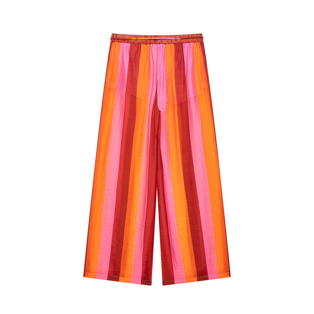 Damen 20+ weite Culotte‑Hose mit Tunnelzugbund und längs gestreifter Leinenoptik Nord Taschen