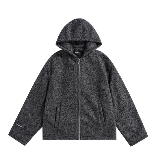 Damen Kapuzenblouson aus Wollmix mit voluminöser Struktur und Reißverschluss Nord Taschen