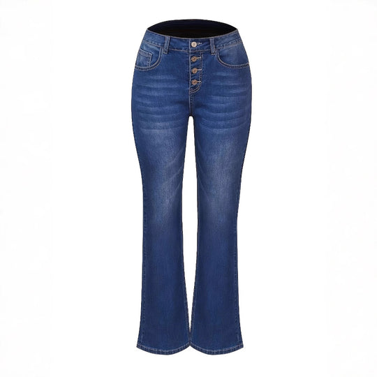 Damen Hochtaillierte Button‑Fly Flared‑Jeans mit sculptender Mittelnaht Nord Taschen
