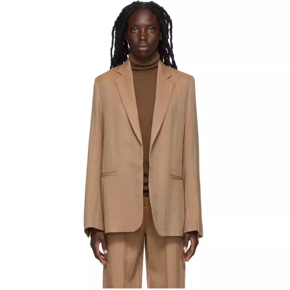 Damen Zweiteiliges Oversize-Blazer‑Set mit weiten Bundfaltenhosen Nord Taschen