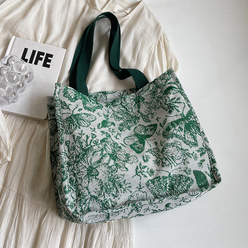 Damen Jute-Handtasche mit floralem Design Nord Taschen