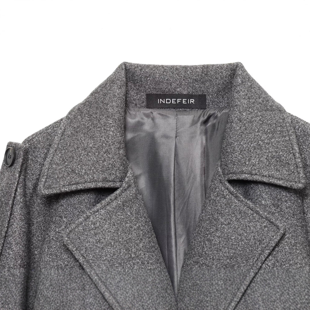 Damen Langer Woll-Trenchcoat mit Bindegürtel Nord Taschen