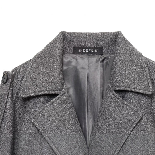 Damen Langer Woll-Trenchcoat mit Bindegürtel Nord Taschen