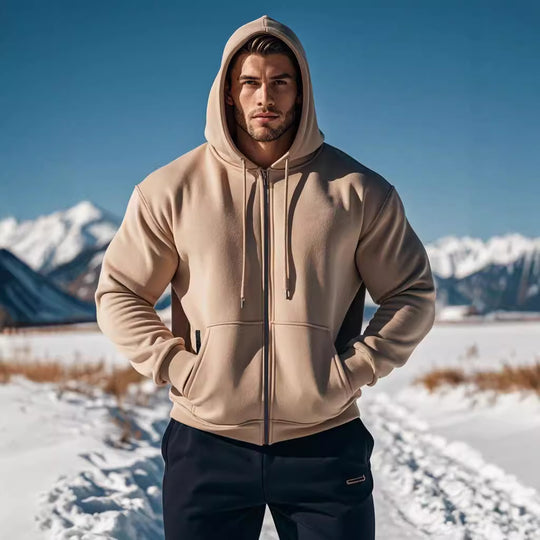 Herren Kapuzen-Sweatjacke mit durchgehendem Reißverschluss, Kängurutasche und verstellbarer Kapuze Nord Taschen
