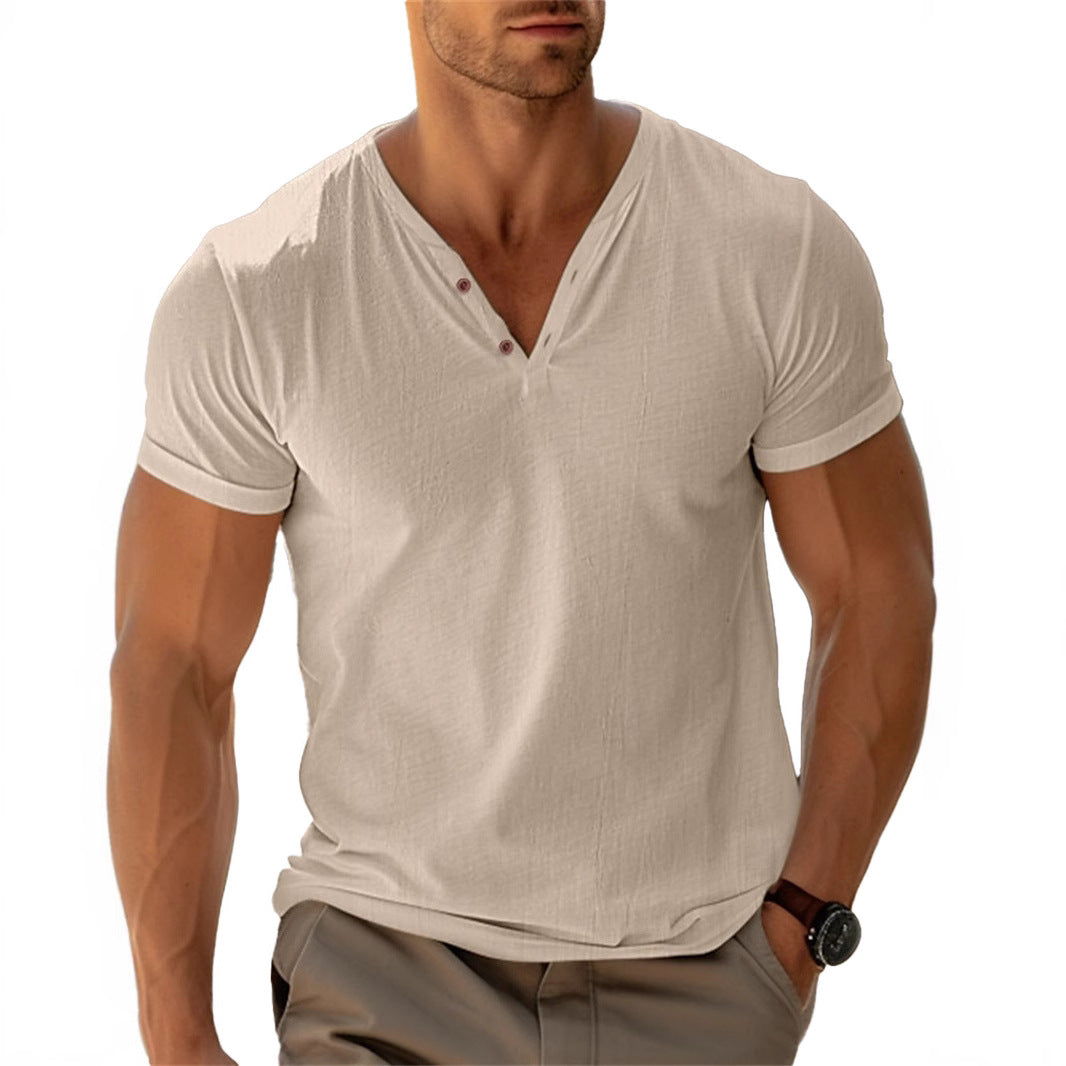 Herren lässiges Henley-T-Shirt mit Knopfleiste und atmungsaktivem Stoff Nord Taschen