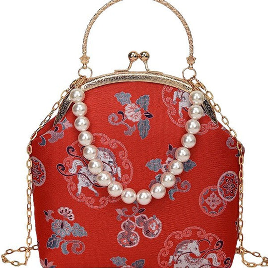 Damen elegante Umhängetasche im Vintage-Stil mit Perlenverzierung Nord Taschen
