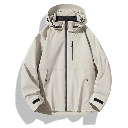 Herren Zweilagige wasserdichte Outdoorjacke mit Kapuze, Verschweißten Reißverschlüssen und Kontrastpaneelen Nord Taschen