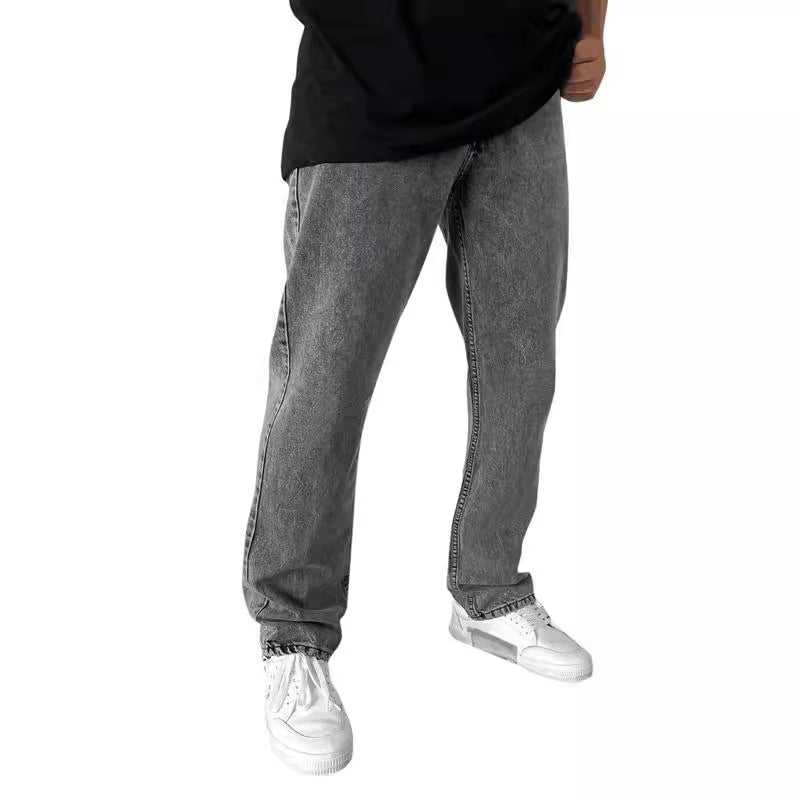Herren lockere Straight-Leg Jeans mit elastischem Bundsaum und entspannter Passform Nord Taschen