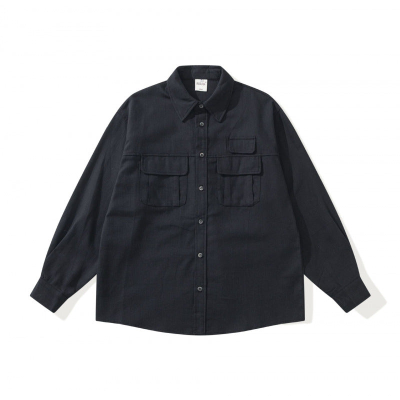 Unisex Boxy-Overshirtjacke im Utility‑Stil mit aufgesetzten Klappentaschen und Hemdkragen Nord Taschen