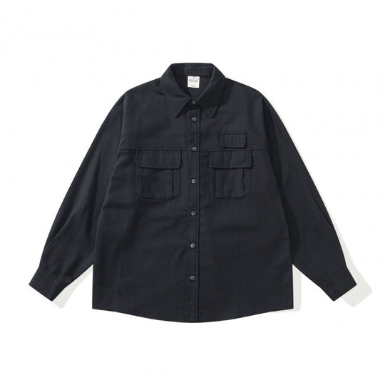 Unisex Boxy-Overshirtjacke im Utility‑Stil mit aufgesetzten Klappentaschen und Hemdkragen Nord Taschen