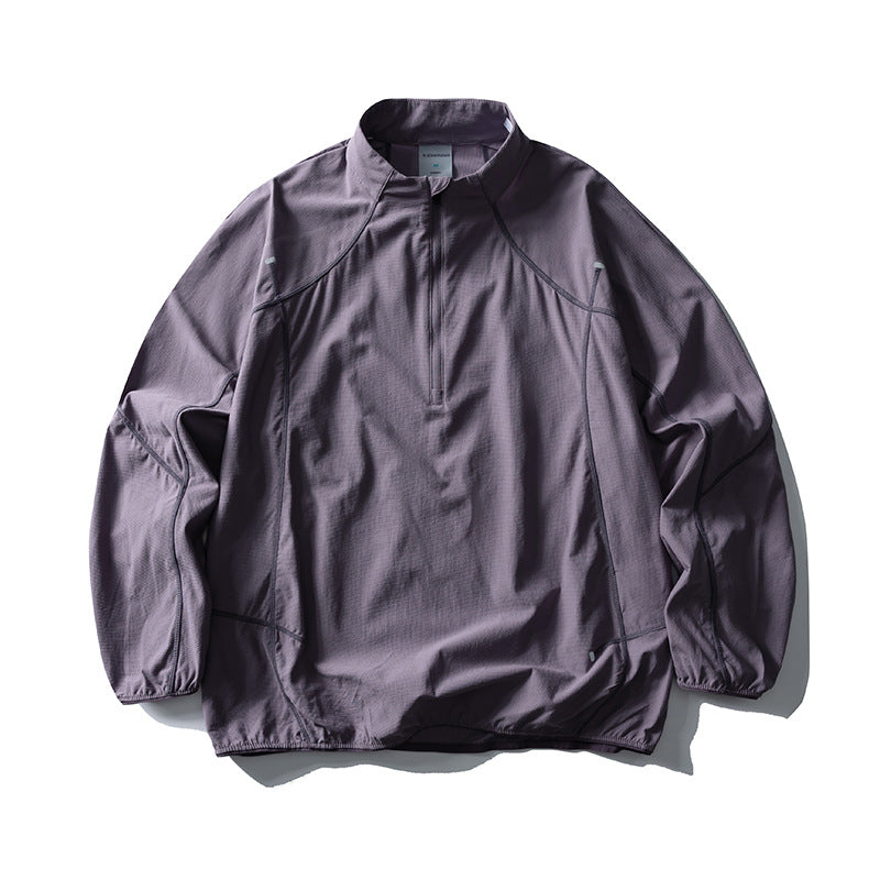 Unisex Leichter technischer Half-Zip-Windpullover mit Ripstop, Raglanärmeln und elastischem Saum Nord Taschen