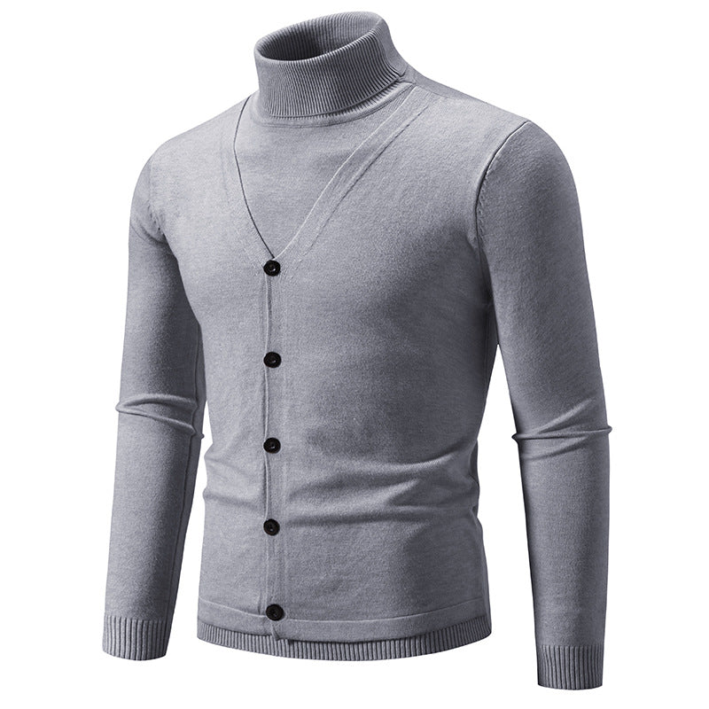 Herren Feiner Rollkragenpullover mit dekorativer Knopfleiste und schmaler Silhouette Nord Taschen