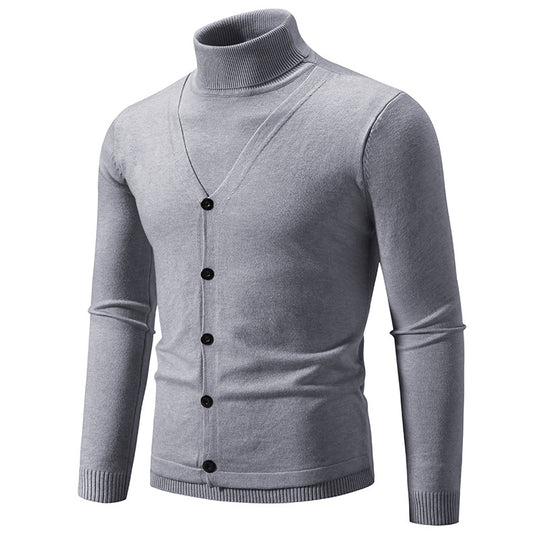 Herren Feiner Rollkragenpullover mit dekorativer Knopfleiste und schmaler Silhouette Nord Taschen